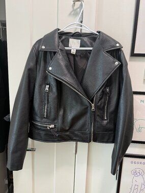 Black Faux Leather Biker Jacket